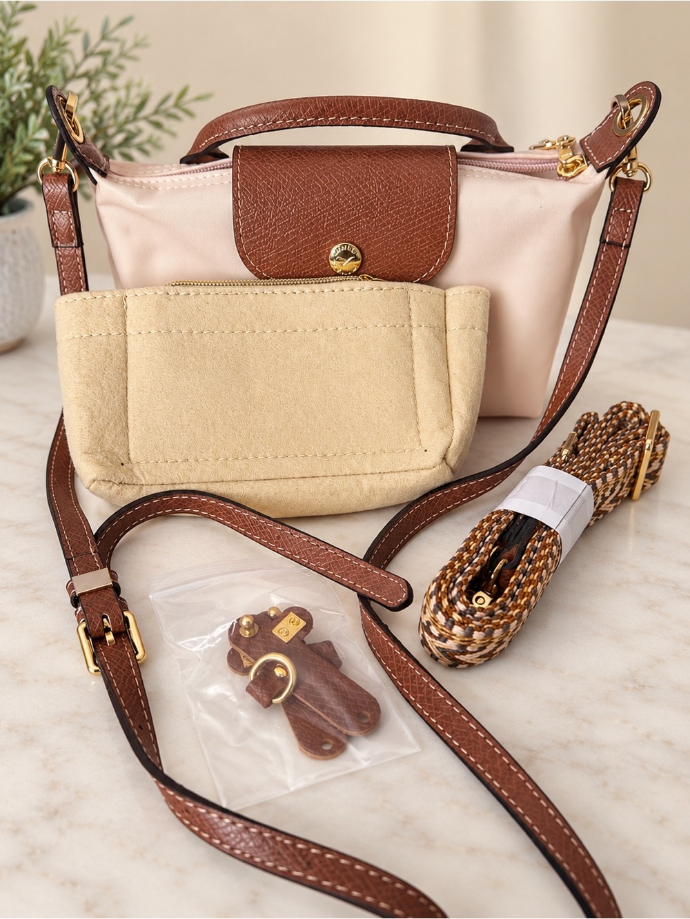 DOMAT Crossbody Bag Woven Strap Organizer NEW